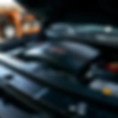 Powerful Engine of the GMC Sierra Denali Close-up of the powerful engine under the hood