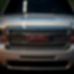 Front view showcasing the sleek grille and headlights of the GMC Sierra Denali