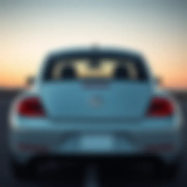 Unique Tail Design of the 2012 Volkswagen Beetle Rear view of the 2012 Volkswagen Beetle emphasizing its unique tail design