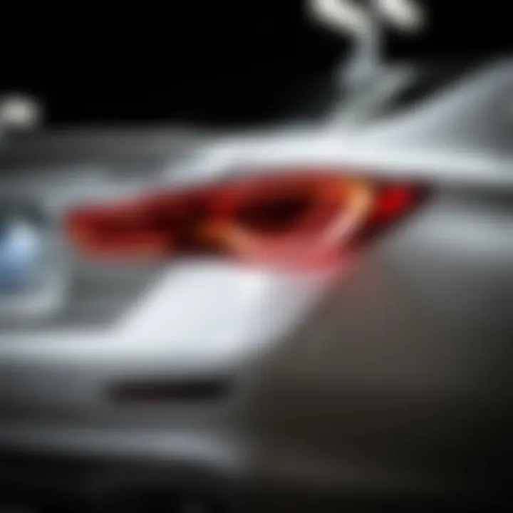 Elegant Tail Lights of the Infiniti M56 Rear view of the 2014 Infiniti M56 emphasizing its elegant tail lights