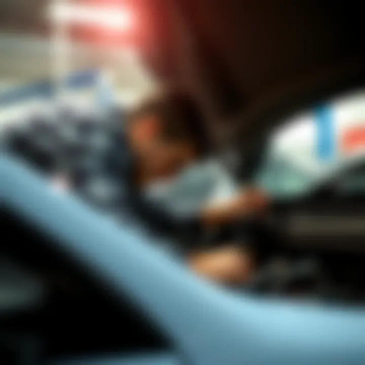 Mechanic working on Honda Civic air conditioning system