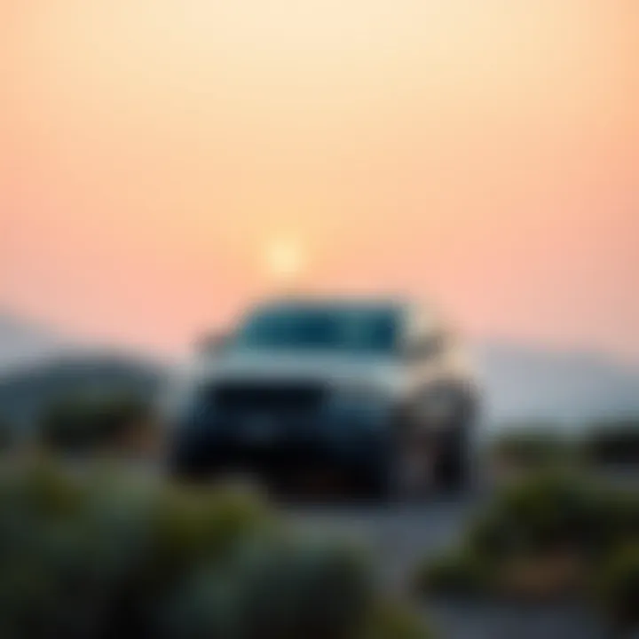 Aerial view of the Jeep Grand Cherokee parked amidst a scenic landscape.
