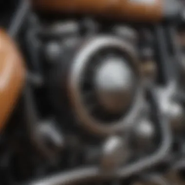 Close-up of Royal Enfield motorcycle engine showcasing craftsmanship