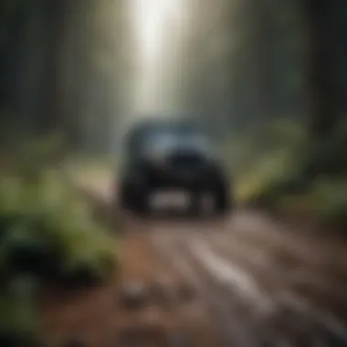 A rugged side by side vehicle navigating through dense forest terrain.