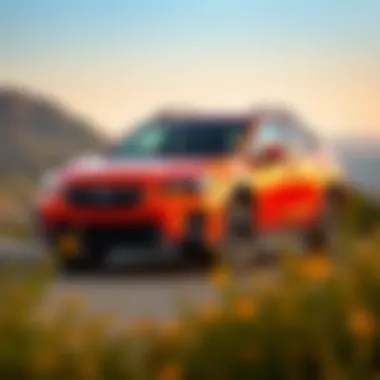 2019 Subaru Crosstrek in orange parked against a scenic backdrop showcasing its stylish design and versatility