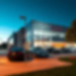 Audi dealership exterior in Naperville showcasing luxury vehicles