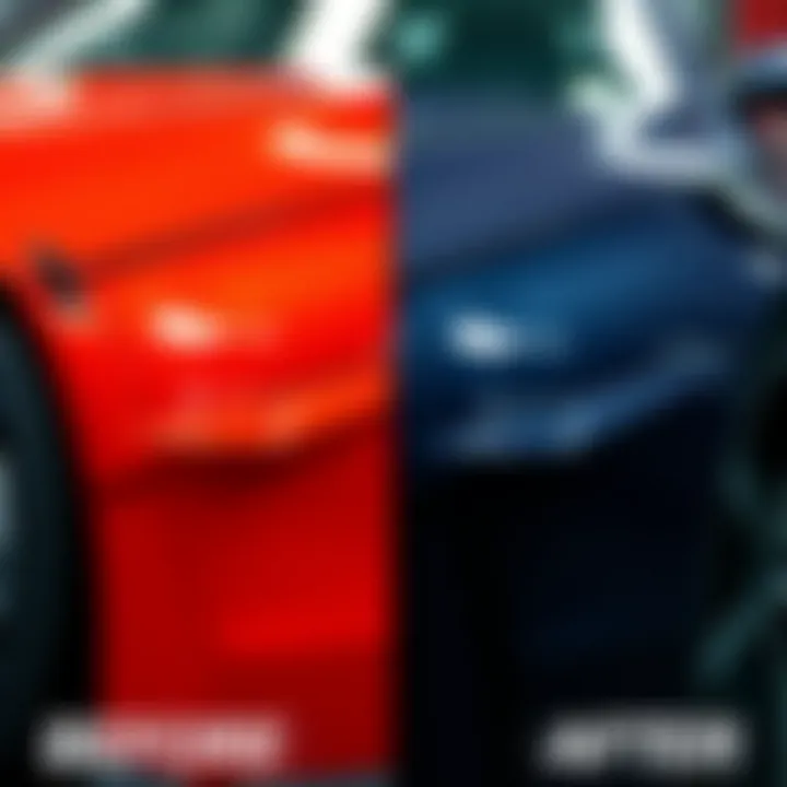 Transformation After Dent Repair Before and after comparison of car dent repair