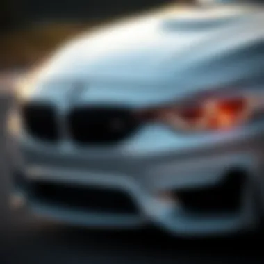 Iconic Front Design of the BMW M3 BMW M3 front view showcasing its iconic grille and headlights