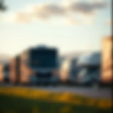 Group of Class A motorhomes lined up at a scenic campground