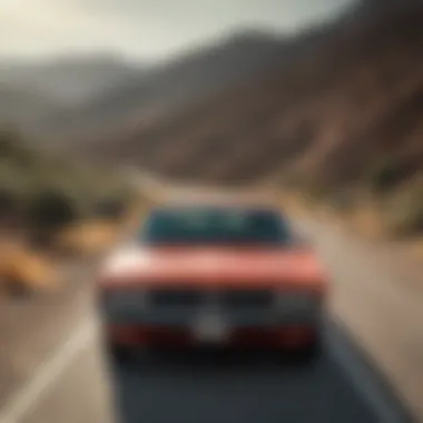 Dynamic shot of Dodge Charger on the scenic roads around Reno