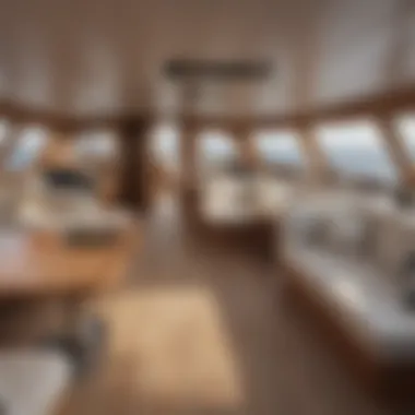 Interior view of a sailboat showcasing the living space