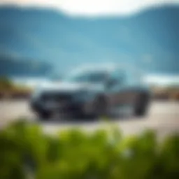 Stylish midsize car parked in a scenic location