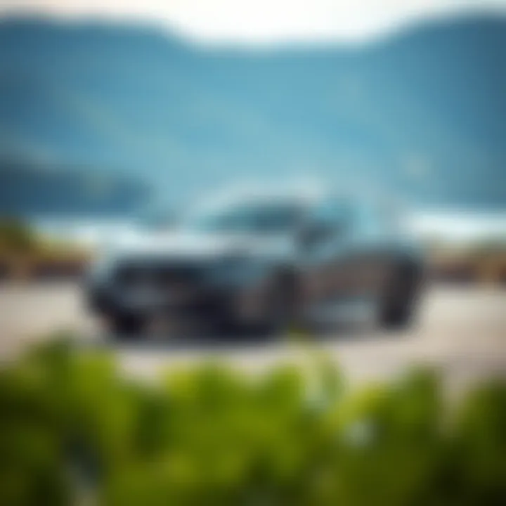 Stylish Midsize Car Stylish midsize car parked in a scenic location