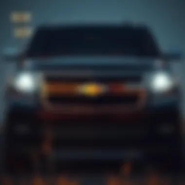 Front view of the 2019 Chevy Tahoe LT showcasing its bold grille and headlights