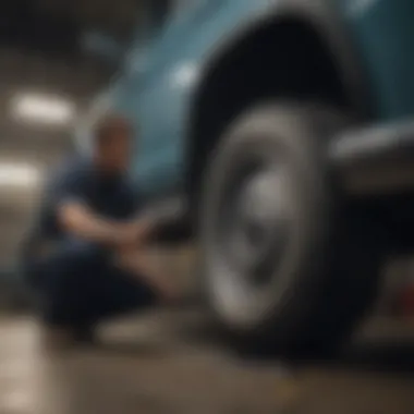 Mechanic assessing a vehicle for CV axle replacement