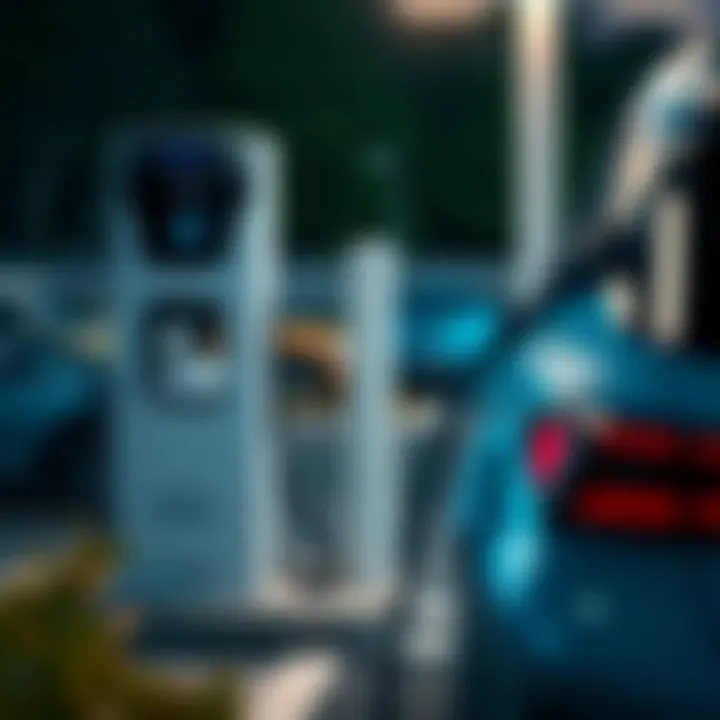 Charging station with the Kona Electric plugged in for optimal energy efficiency