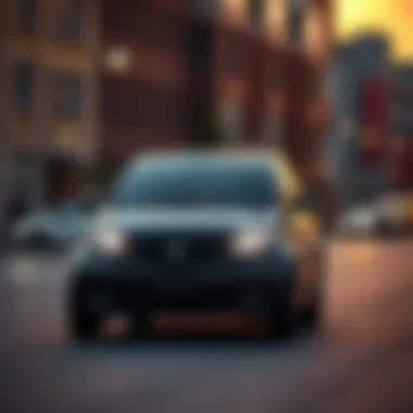 Sleek Compact Car in Urban Setting Sleek compact car in urban setting