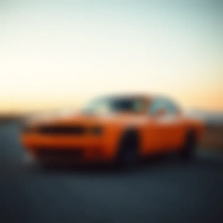 Dodge Challenger: A Stunning Symbol of Power Dodge Challenger parked on a scenic road