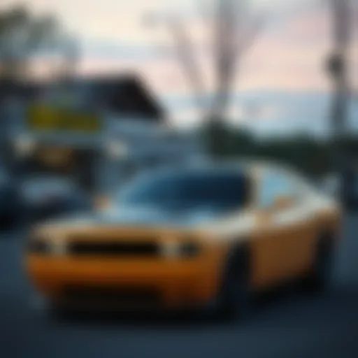 Dodge Challenger parked in scenic Sanford, NC