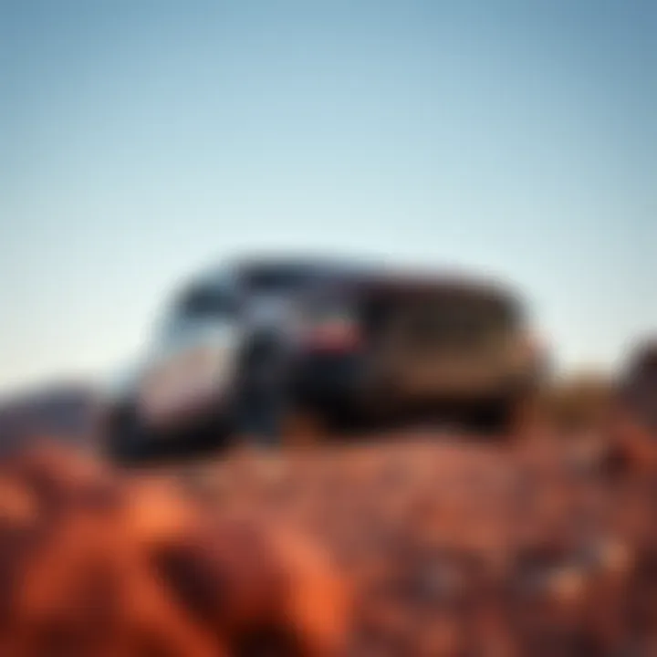 Performance Capabilities of Dodge Rebel on Rugged Terrain Dodge Rebel Pickup on a rugged terrain demonstrating its performance capabilities