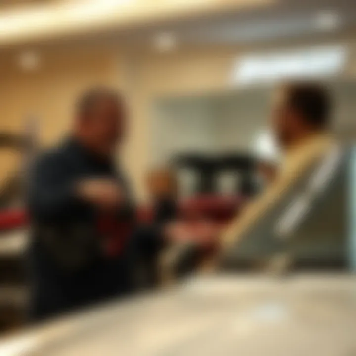 Customer engaging with a Donzi boat dealer