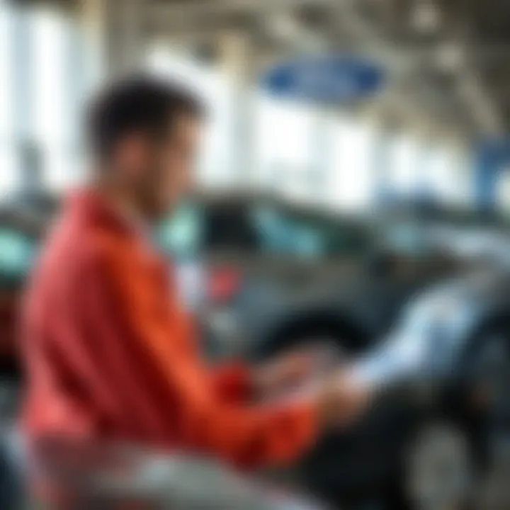 Exploring Financing Options Customer reviewing financing options at a dealership