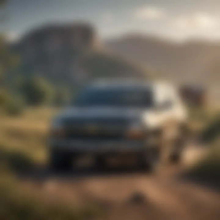 Chevrolet model with rugged build against a rural backdrop
