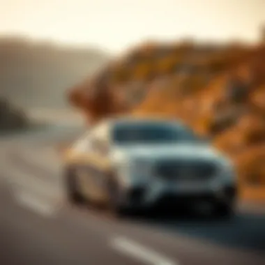 Affordable Mercedes on the Road A dynamic side view of an affordable Mercedes cruising on the road