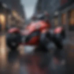 A sleek and modern trike motorcycle showcasing its unique design