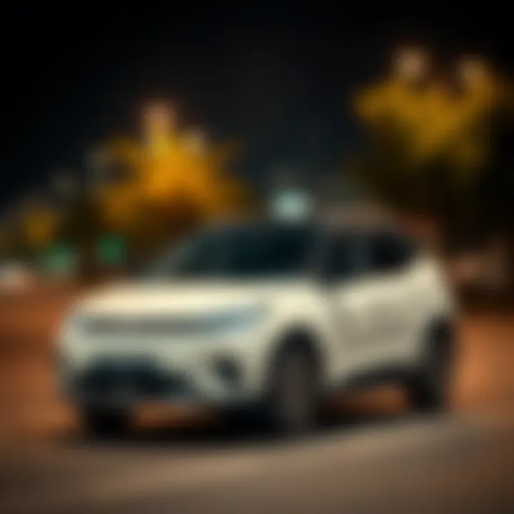Economical Vehicle with Advanced Safety Technology A side profile of a modern economical vehicle equipped with safety features