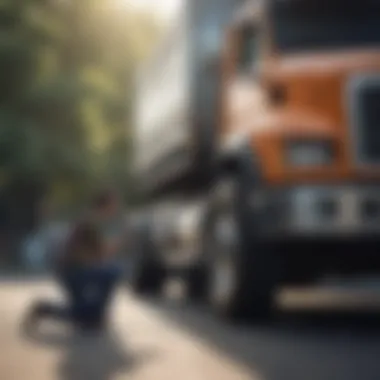 A buyer reviewing features of a diesel truck