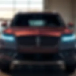 Front view of a Lincoln SUV showcasing its sleek design