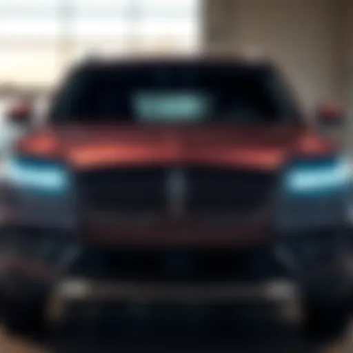 Sleek Design of Lincoln SUV Front view of a Lincoln SUV showcasing its sleek design