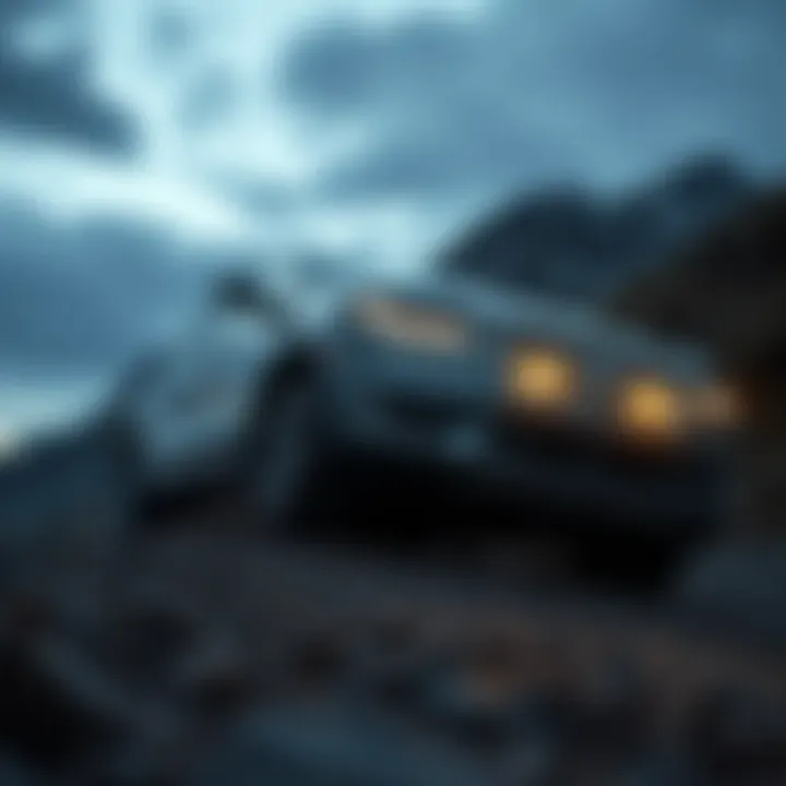 Performance of Lincoln SUV on Rugged Terrain Lincoln SUV maneuvering on rugged terrain demonstrating performance