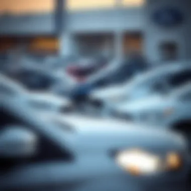 Overview of Ford Vehicle Offerings An overview of Ford vehicles parked in a dealership lot