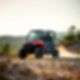 Four-passenger side-by-side ATV on rugged terrain