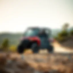 Four-passenger side-by-side ATV on rugged terrain