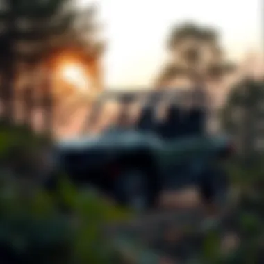 Exploring Nature: Four-Passenger Side-by-Side ATV on Scenic Trails Four-passenger side-by-side ATV on a scenic outdoor trail