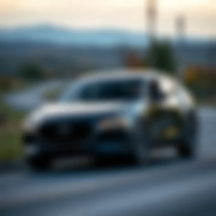 Mazda vehicle driving through Chesterfield's landscape Mazda vehicle on a scenic road