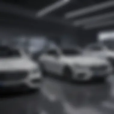 Showroom showcasing a range of Mercedes-Benz vehicles