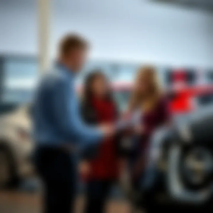 Customer interacting with dealership staff