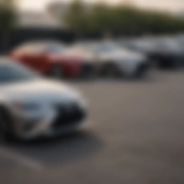 A stunning line-up of pre-owned Lexus models in San Diego showcasing luxury and style