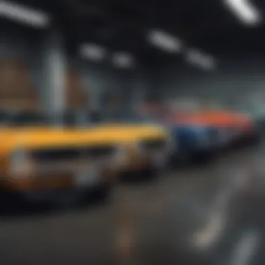 Historical Chevrolet Camaro models lined up in a showroom