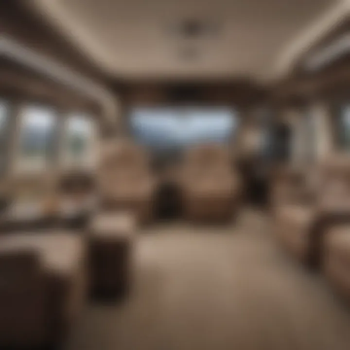 Interior layout of a fifth wheel showcasing comfort and modern amenities.