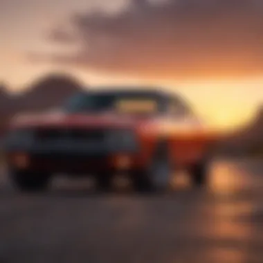 Dodge Charger in a vibrant sunset