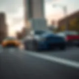 Dynamic view of the Dodge Charger Scat Pack speeding through Atlanta streets