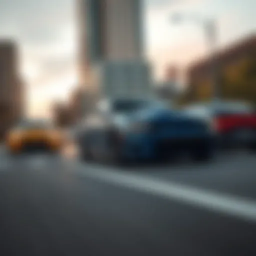 Dynamic view of the Dodge Charger Scat Pack speeding through Atlanta streets