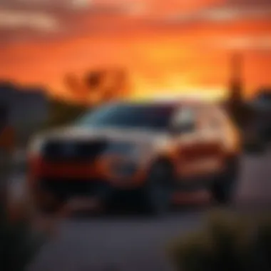 Ford Explorer at Sunset Ford Explorer parked against an Arizona sunset