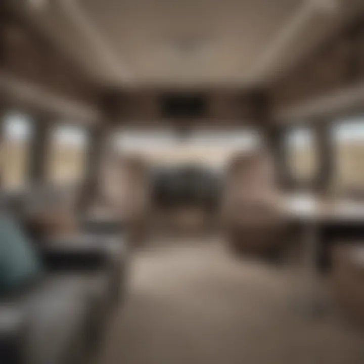 Interior view of a fifth wheel showcasing modern design and comfort