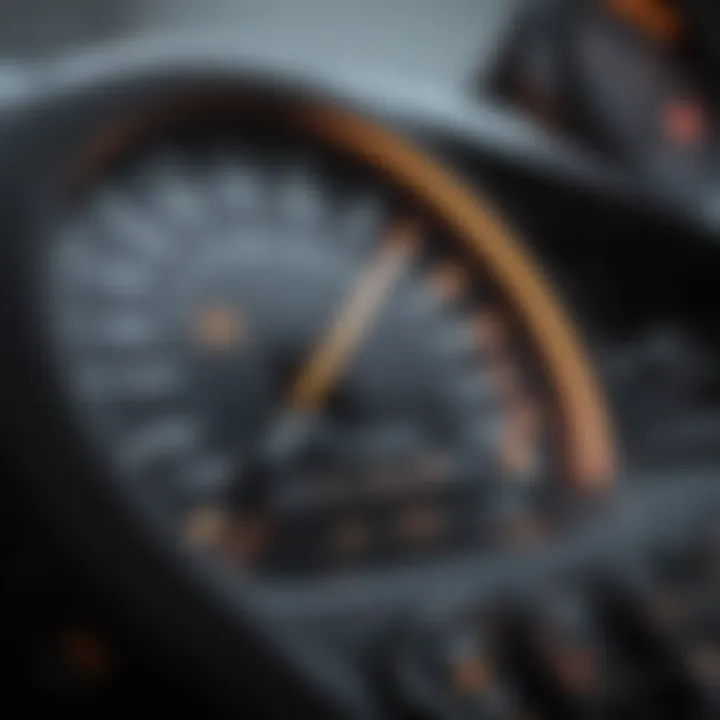 Close-up of a car dashboard displaying maintenance indicators